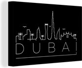 Canvas Schilderij Skyline Dubai zwart - 90x60 cm - Wanddecoratie