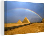 Arc-en-ciel sur les pyramides en Egypte 90x60 cm - Tirage photo sur toile (Décoration murale salon / chambre)