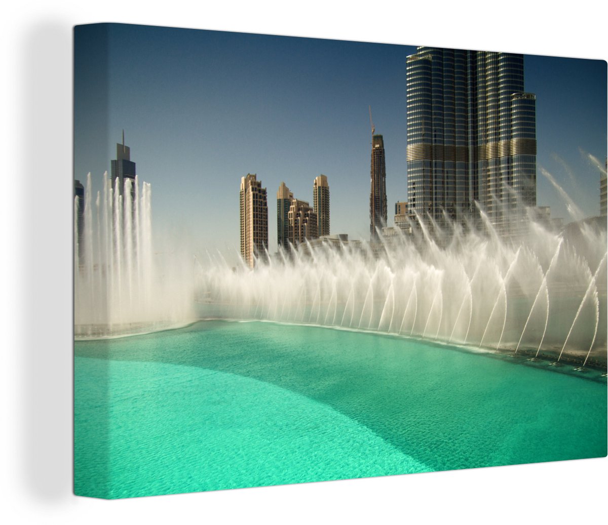 Canvas Schilderij Fontein in Dubai - 30x20 cm - Wanddecoratie