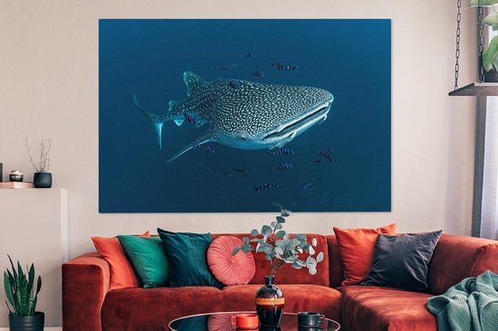 Tableau sur toile Un requin baleine à pois - 150x100 cm - Décoration murale