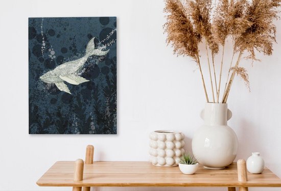 Illustration d'une baleine dans l'eau 30x40 cm - petit - Tirage photo sur toile (Décoration murale salon / chambre) / Peintures sur toile Animaux