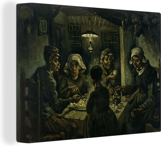 Canvas van Gogh - De Aardappeleters - Vincent - Kunst - 40x30 cm - Muurdecoratie
