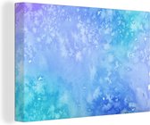 Canvas Schilderij Waterverf - Blauw - Paars - Lichtblauw - 60x40 cm - Wanddecoratie