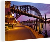 Canvas Schilderij Weg onder de Sydney Harbour Bridge in Australië - 120x80 cm - Wanddecoratie