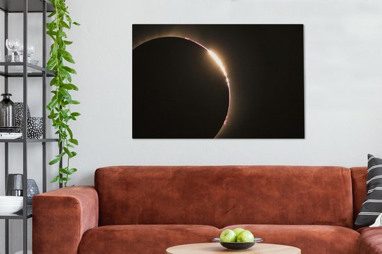 Eclipse avec un bord clair 120x80 cm - Tirage photo sur toile (Décoration murale salon / chambre)