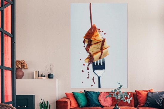 Dessert de crêpes fraîchement cuites au chocolat 120x180 cm - Tirage photo sur toile (Décoration murale salon / chambre) XXL / Groot format!