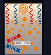35 delige voetbal EK WK sticker set herbruikbaar serpentine, confetti hup holland leeuw | Rosami Decoratiestickers