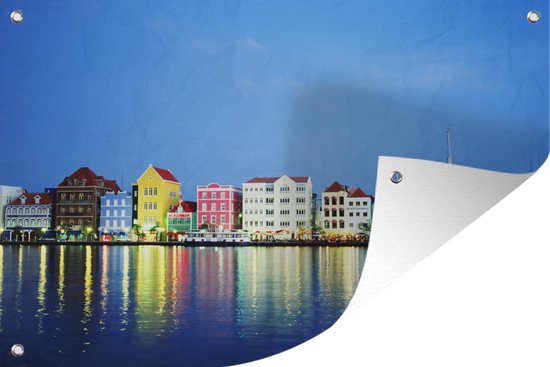 Tuindecoratie Skyline - Willemstad - Curaçao - 60x40 cm - Tuinposter - Tuindoek - Buitenposter