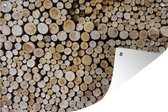 Muurdecoratie Een stapel met boomstammen als gebruik van brandhout - 180x120 cm - Tuinposter - Tuindoek - Buitenposter