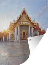 Muurdecoratie buiten Thailand - Tempel - Zon - 120x160 cm - Tuindoek - Buitenposter