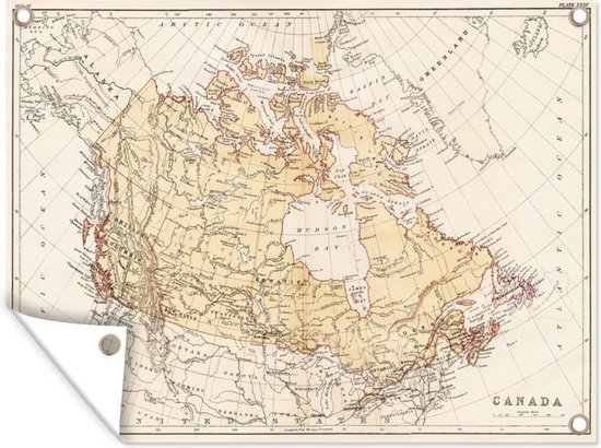 Tuin decoratie Een illustratie van een antieke kaart van Canada - 40x30 cm - Tuindoek - Buitenposter