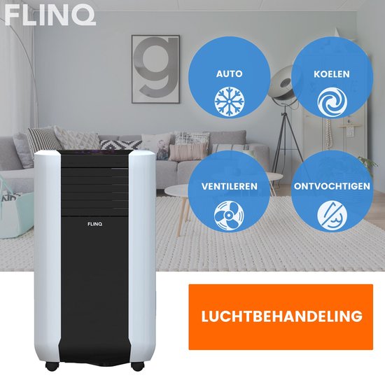 FlinQ Slimme Mobiele Airco 15000 BTU - Bestuurbaar via app - Koelt tot 60m2 - Stille slaapmodus - Amazon Alexa & Google Spraakbesturing