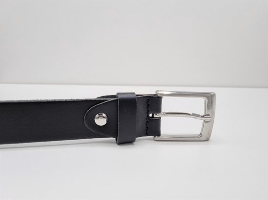 Ceinture en cuir 3 cm de large - Boucle Argent - Ceinture en cuir - Largeur Pantalon - 100 cm Cuir lisse - Couleur Zwart