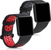 kwmobile 2x armband voor Xiaomi Mi Watch Lite / Redmi Watch - Bandjes voor fitnesstracker in zwart / rood / zwart / grijs