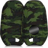 kwmobile autosleutel hoesje voor Peugeot Citroen 3-knops Smartkey autosleutel (alleen Keyless Go) - Autosleutel behuizing in zwart / lichtgroen / donkergroen - Camouflage design