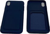 Apple iPhone XS Max Donker blauw Luxe Back Cover portemonnee Pasjeshouder TPU hoesje