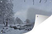 Muurdecoratie Een winters landschap in de bergen van de Ardennen - 180x120 cm - Tuinposter - Tuindoek - Buitenposter