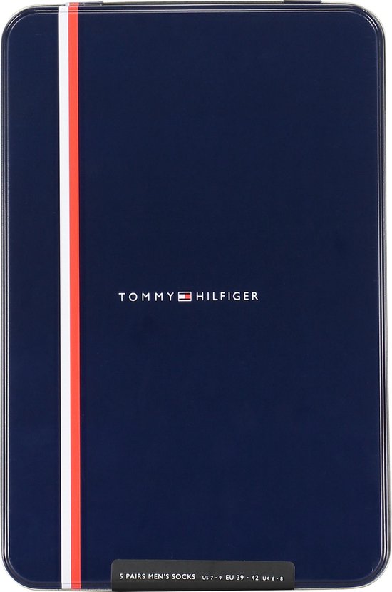 Tommy Hilfiger 5P TIN GIFTBOX STRIPE AND DOT Mannen Sokken - Navy - Maat 39/42 - Tommy Hilfiger