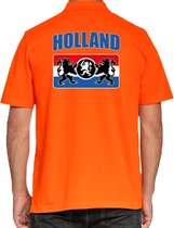 Grote maten oranje fan poloshirt voor heren - Holland met een Nederlands wapen - Nederland supporter - EK/ WK shirt / outfit 3XL