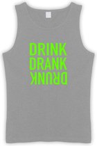 Grijs Tanktop met “ Drink. Drank, Drunk “ print Groen  Size M