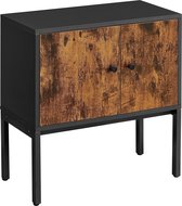 Nancy's Leonia Dressoir - Opbergkast - Keukenkast - Industrieel - Bruin - Zwart - Bewerkt Hout - Metaal - 60 x 30 x 60 cm