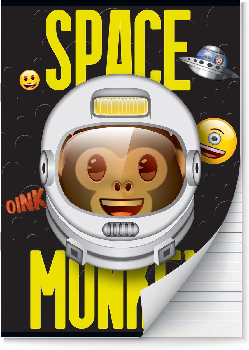 Emoji - Space Monkey schriften Lijn A4 - 4 stuks