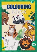 Colouring Book - Kleurboek - Panda, Tijger, Giraffe, Leeuw en Beer - Wilde dieren - 72 Pagina's