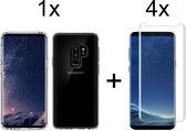 Samsung Galaxy S9 Plus hoesje siliconen case transparant - 4x Samsung Galaxy S9 Plus Screenprotector UV