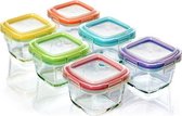 Klarstein Mini vershoudbakjes - set van 6 - elk 160 ml -  9 x 6,7 x 9 cm - vaatwasmachinebestendig - lekvrij - glas - Ideaal voor vloeibare voeding of babyvoeding