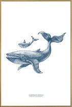 JUNIQE - Poster met kunststof lijst Humpback Whale II -13x18 /Blauw