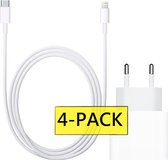 4x Premium USB-C Oplader met 2 Meter USBC Lightning Kabel voor Apple iPhone 12 / iPhone 12 Pro / iPhone 12 Pro Max  | Lader / Oplaadstekker / Adapter met Power Charging 20W - Snellaadfunctie