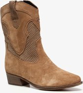 TwoDay suede dames cowboy western laarsjes - Beige - Maat 40 - Echt leer