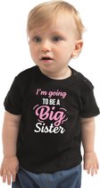 Going to be a big sister cadeau t-shirt zwart voor peuter / kinderen - Aankodiging zwangerschap grote zus 92 (11-24 maanden)