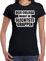 Deze collega maakt de slechtste grappen - collega cadeau t-shirt zwart dames -  Kado shirt  / verjaardag cadeau M