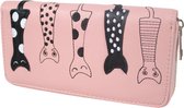 Dames Portemonee – Mini Wallet – Compacte Portemonnee - Kunst Leer – Kaart Houder – Roze kat