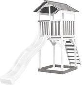 AXI Beach Tower Speeltoestel in Grijs/Wit - Speeltoren met Zandbak en Witte Glijbaan - FSC hout - Speelhuis op palen voor de tuin