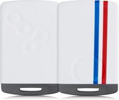 kwmobile autosleutel hoesje voor Renault 4-knops autosleutelkaart (alleen Keyless Go) - Autosleutel behuizing in blauw / rood / wit - Frankrijk Gestreept design