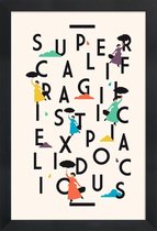 JUNIQE - Poster met houten lijst Supercali -13x18 /Kleurrijk