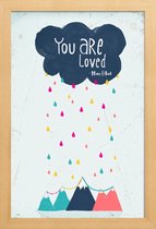 JUNIQE - Poster in houten lijst You Are Loved -40x60 /Blauw & Roze