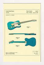 JUNIQE - Poster in houten lijst Guitar 3 -30x45 /Blauw & Ivoor