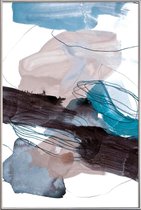 JUNIQE - Poster met kunststof lijst Blauw en Grijs - abstract -13x18