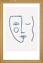 JUNIQE - Poster met houten lijst Faces No. 2 -13x18 /Blauw & Wit