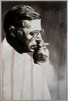 JUNIQE - Poster met kunststof lijst Jeanpaul Sartre -40x60 /Bruin &