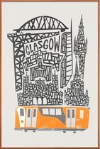 JUNIQE - Poster met kunststof lijst Glasgow Cityscape -40x60 /Grijs &