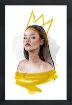 JUNIQE - Poster in houten lijst Rihanna -40x60 /Geel & Wit