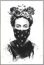 JUNIQE - Poster met kunststof lijst Rebel Girl -30x45 /Wit & Zwart