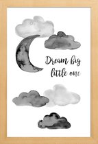 JUNIQE - Poster in houten lijst Dream Big Little One -40x60 /Grijs &