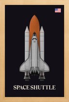 JUNIQE - Poster met houten lijst NASA space shuttle raket -13x18
