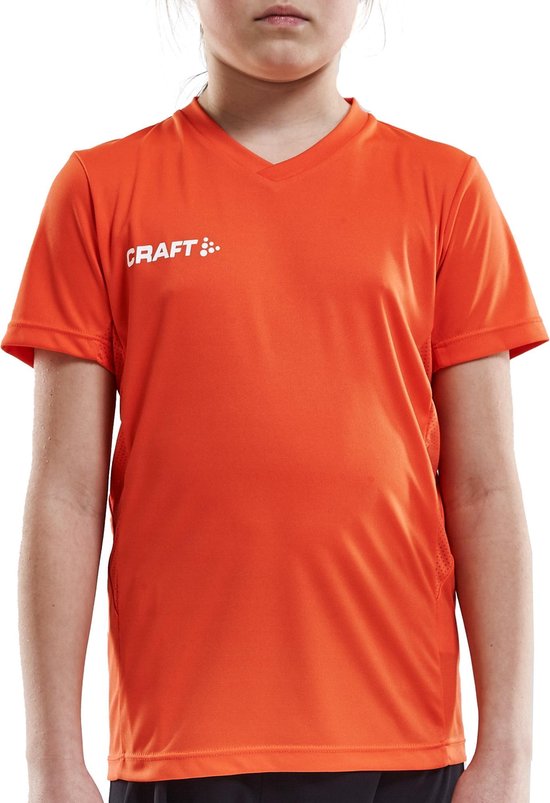 Craft Squad Jersey Solid Sportshirt - Maat 122  - Unisex - oranje - wit - Craft