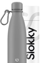 Slokky - Mono Grey Thermosfles, Dop & Karabijnhaak - 500ml